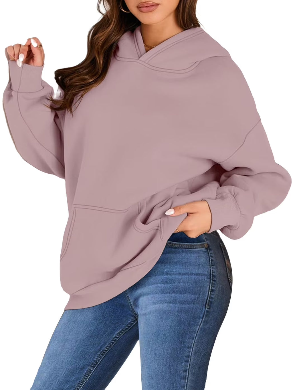 Hoodies for Women Fleece Hooded Sweatshirts Oversized Pullover Long Sleeve Ladies Tops with Pocket