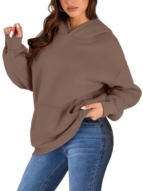 Hoodies for Women Fleece Hooded Sweatshirts Oversized Pullover Long Sleeve Ladies Tops with Pocket