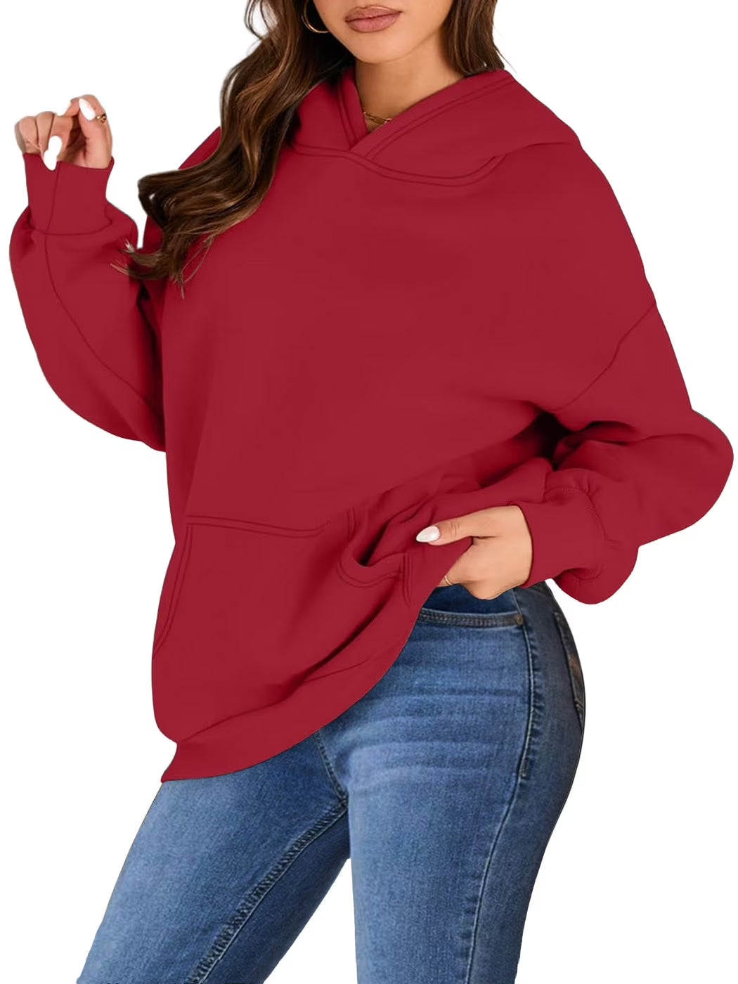 Hoodies for Women Fleece Hooded Sweatshirts Oversized Pullover Long Sleeve Ladies Tops with Pocket